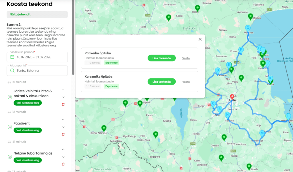 Teekonnaplaneerija - uus viis, kuidas planeerida terviklikku puhkust Eestis 1 Teekonnaplaneerija,uus viis kuidas planeerida