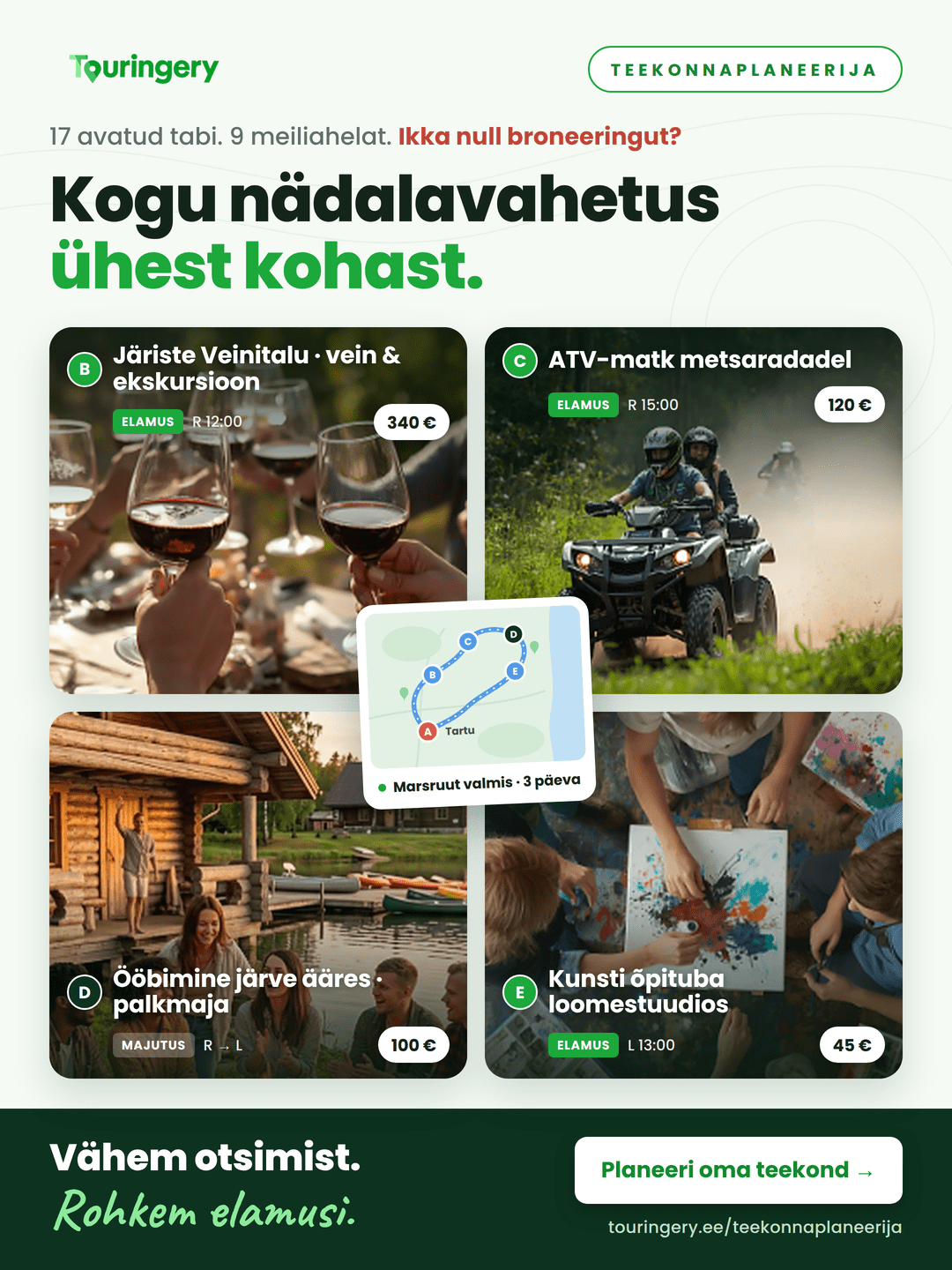 Teekonnaplaneerija - uus viis, kuidas planeerida terviklikku puhkust Eestis